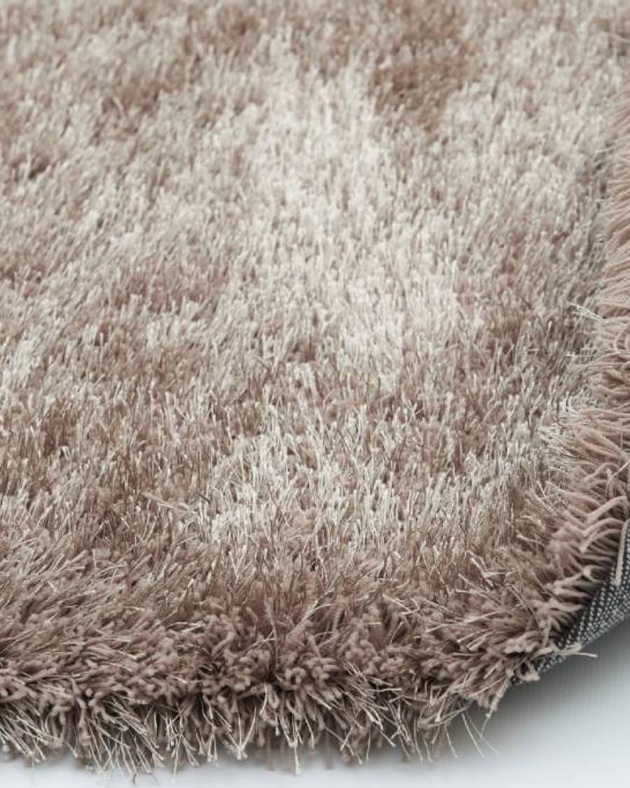Chester 15 - Rond hoogpolig vloerkleed in beige/bruin