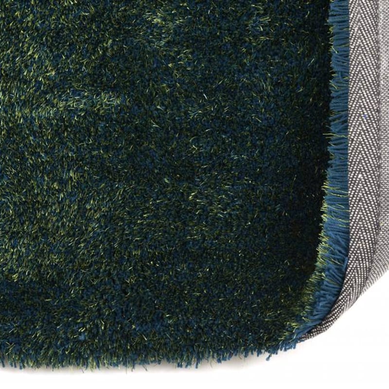 Ross 53 - Rond hoogpolig vloerkleed in blauw/groene kleurensamenstelling