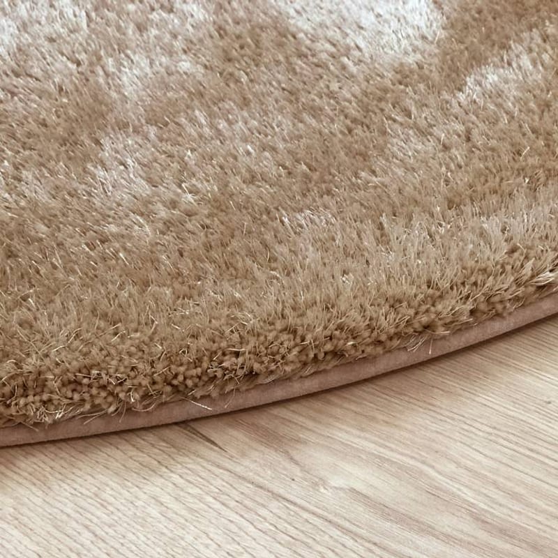 Ross 13 - Rond hoogpolig vloerkleed in beige kleurensamenstelling