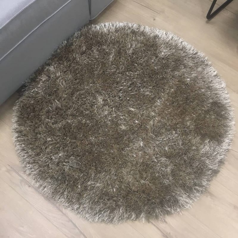 Chester 15 - Rond hoogpolig vloerkleed in beige/bruin