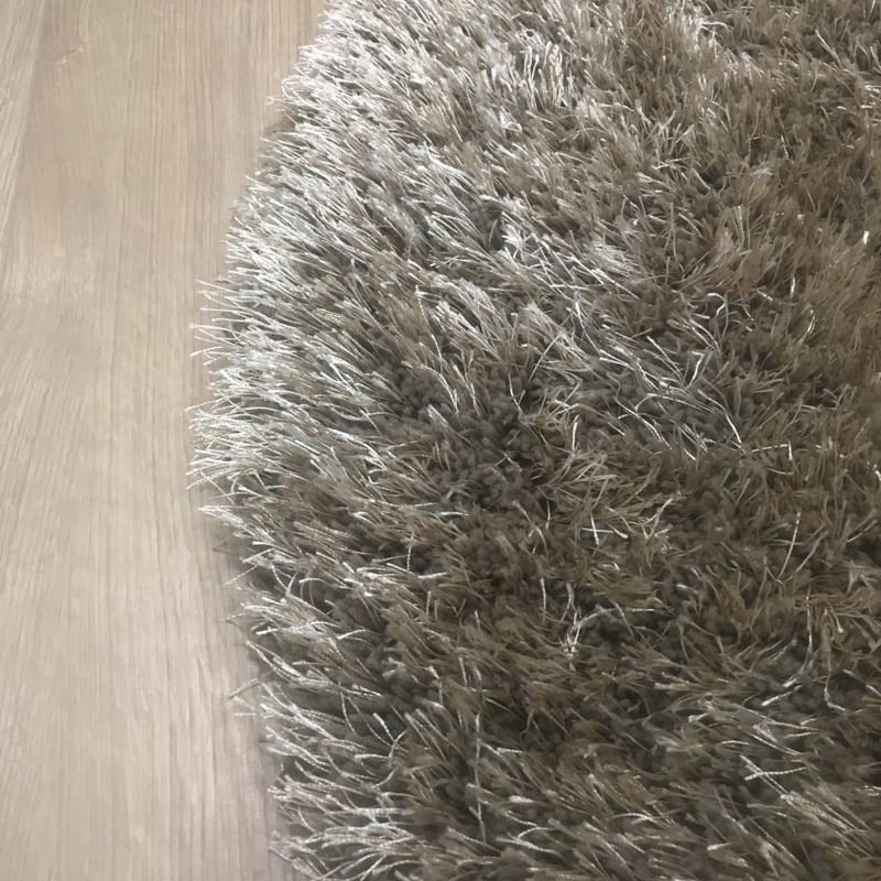 Chester 15 - Rond hoogpolig vloerkleed in beige/bruin
