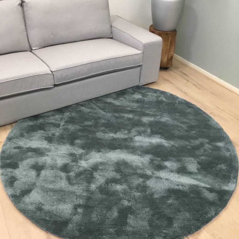 Sandro 32 - Rond hoogpolig vloerkleed in Faded Green