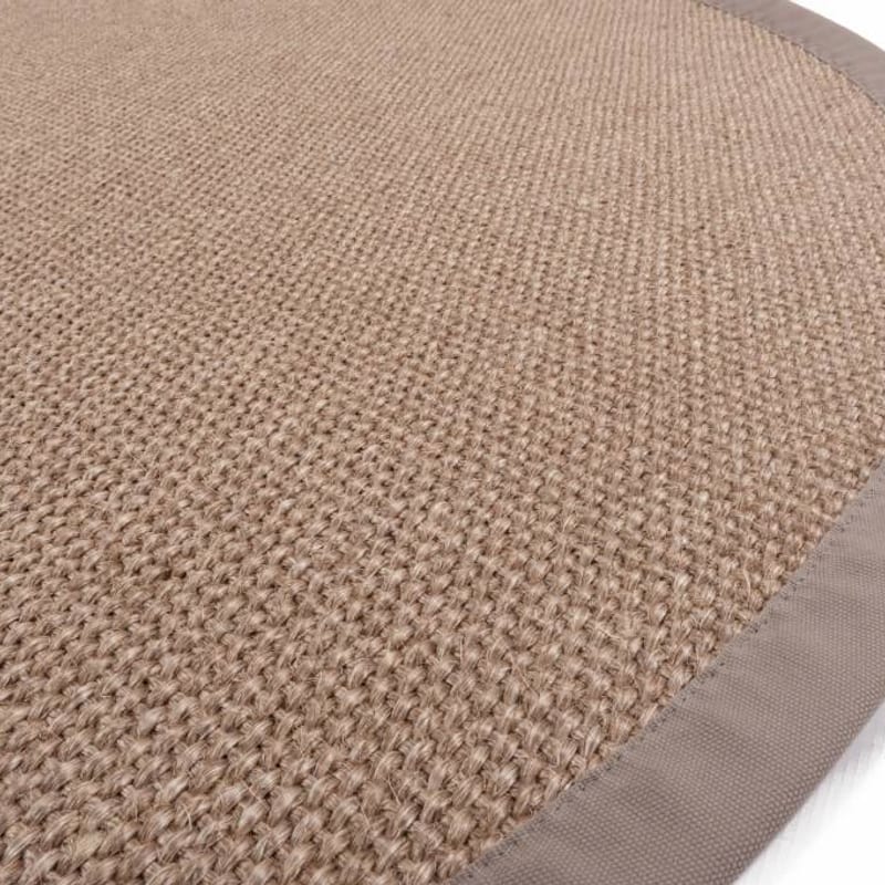 Lago 21 -  Rond  sisal vloerkleed in het zilvergrijs met taupe band