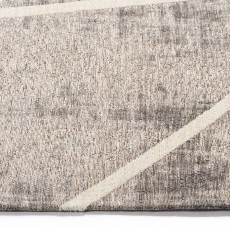 Hailey 12 - Prachtig geometrisch vloerkleed in steengrijze en crème/witte kleursamenstelling