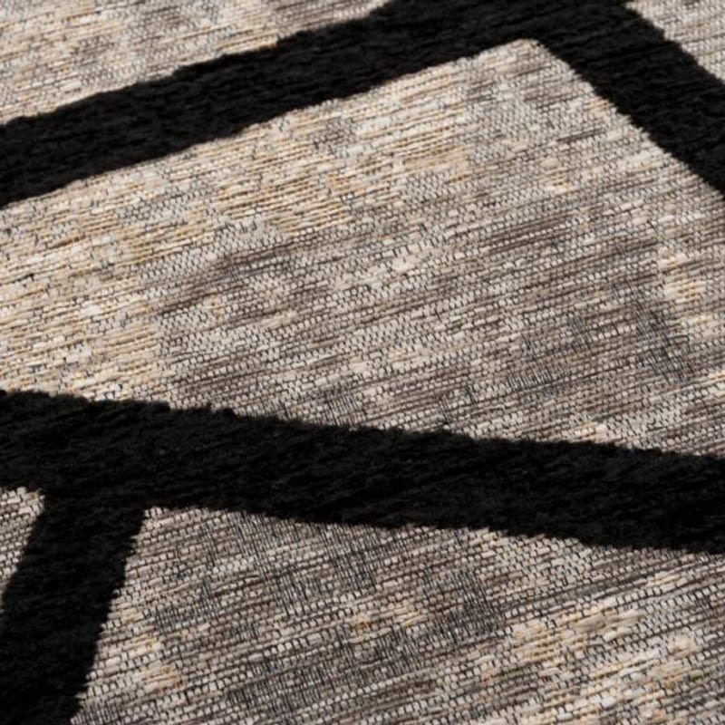 Hailey 25 - Prachtig geometrisch vloerkleed in steengrijze en zwarte kleursamenstelling