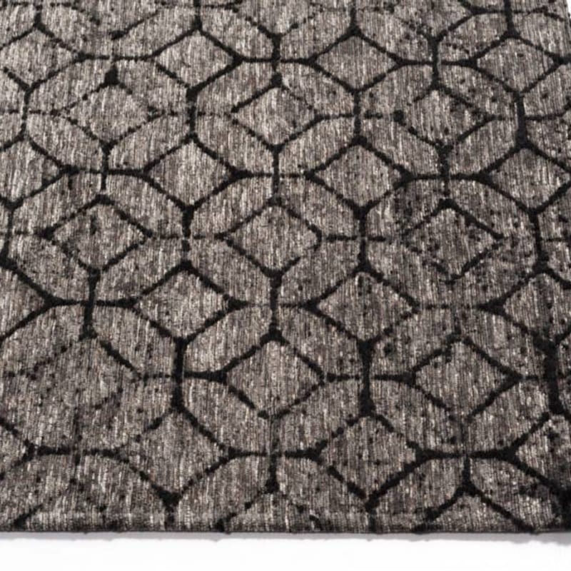 Noma 23 - Uniek geometrisch vloerkleed in steengrijze en zwarte kleursamenstelling