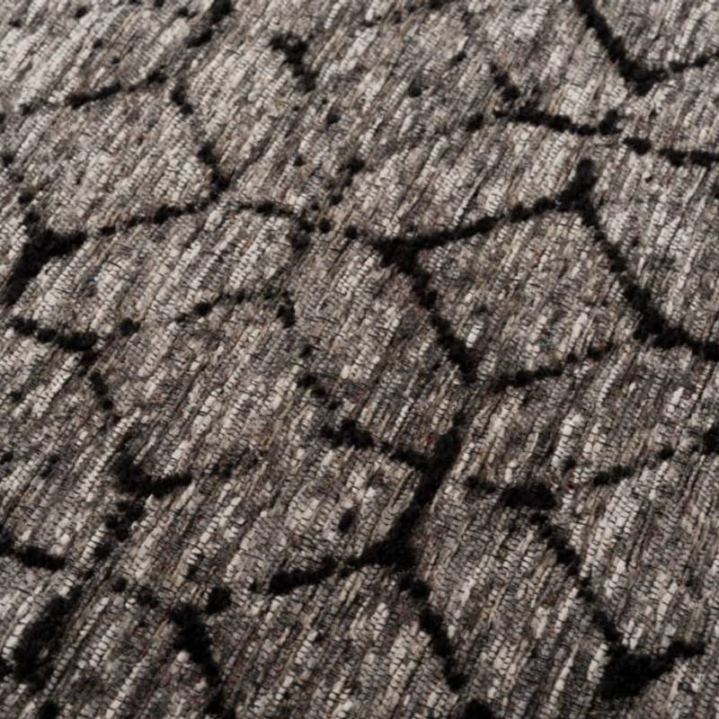 Noma 23 - Uniek geometrisch vloerkleed in steengrijze en zwarte kleursamenstelling