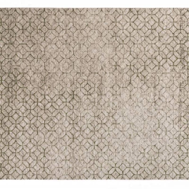 Noma 52 - Uniek geometrisch vloerkleed in steengrijze en donkergroene kleursamenstelling