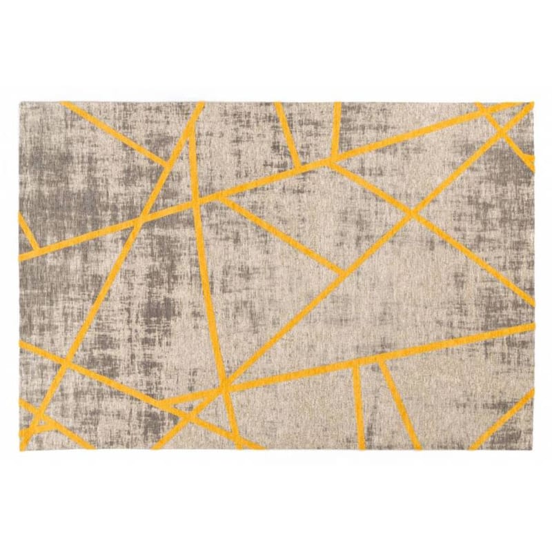 Hailey 62 - Prachtig geometrisch vloerkleed in steengrijze en okergele kleursamenstelling