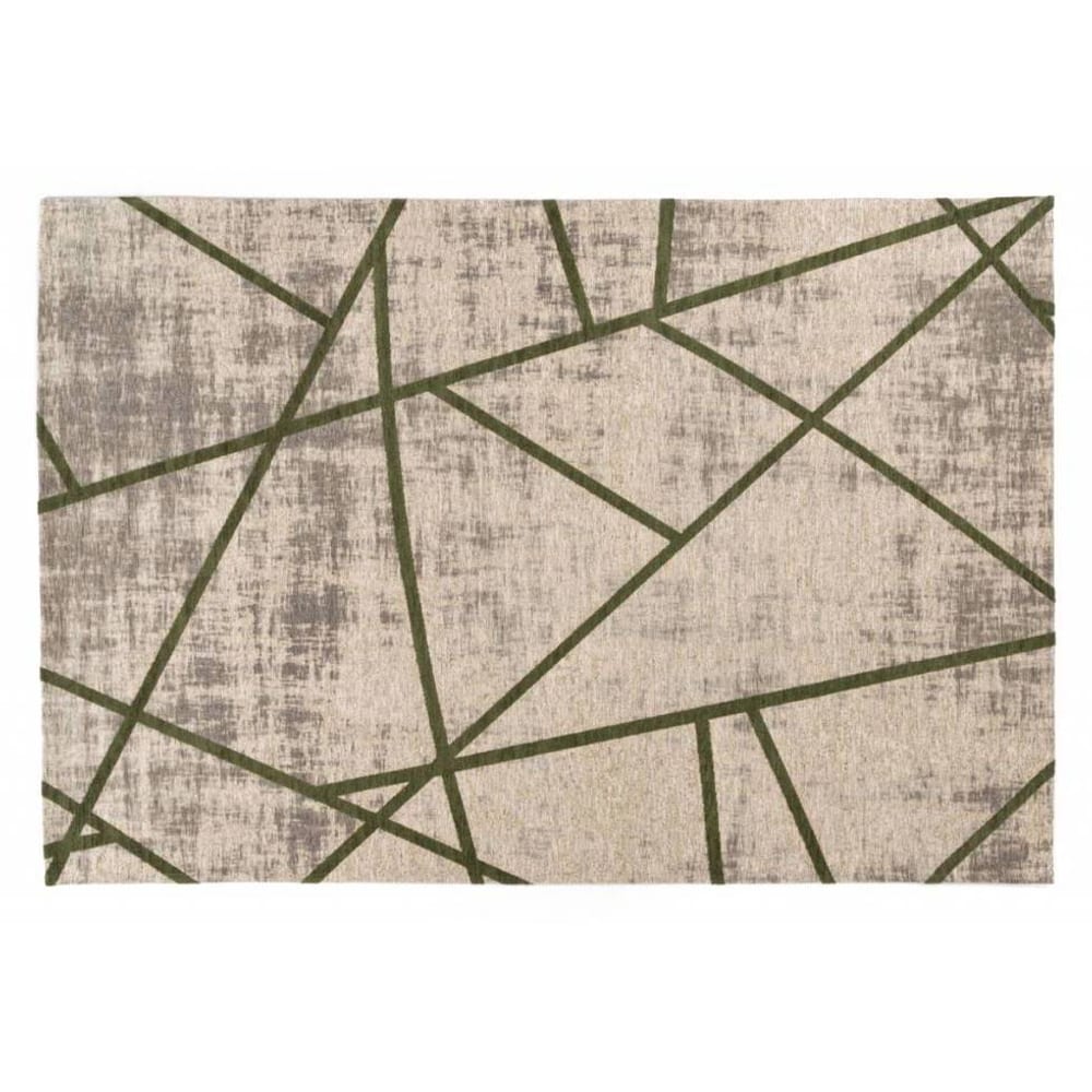 Hailey 52 - Prachtig geometrisch vloerkleed in steengrijze en parelmoer donkergroene kleursamenstelling