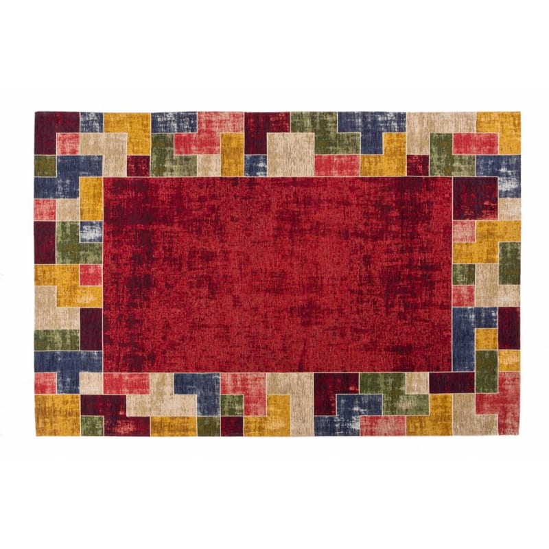 Gaia 45 - Vintage vloerkleed in Rood en Multi kleuren