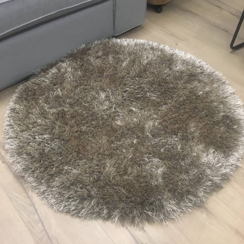 Chester 15 - Rond hoogpolig vloerkleed in beige/bruin