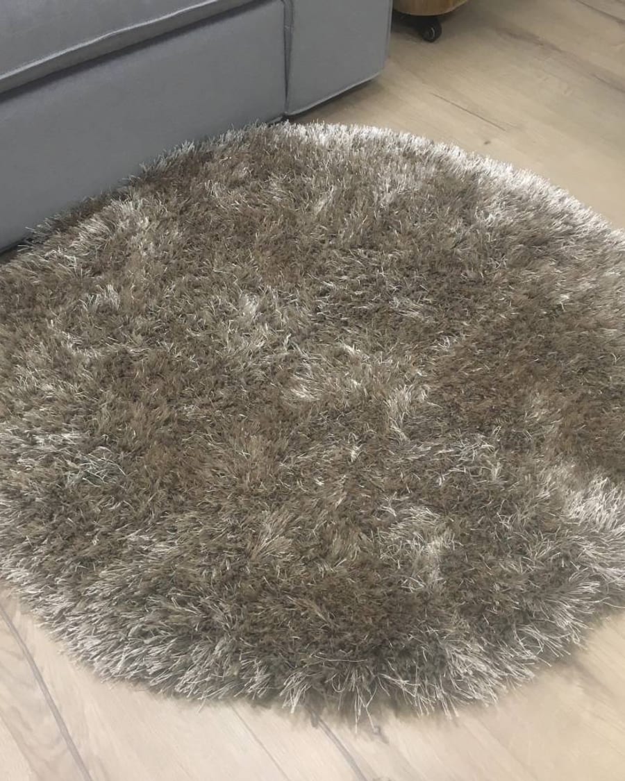 Chester 15 - Rond hoogpolig vloerkleed in beige/bruin