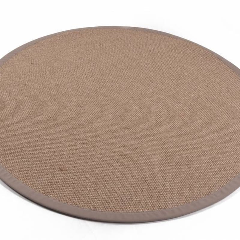 Lago 21 -  Rond  sisal vloerkleed in het zilvergrijs met taupe band