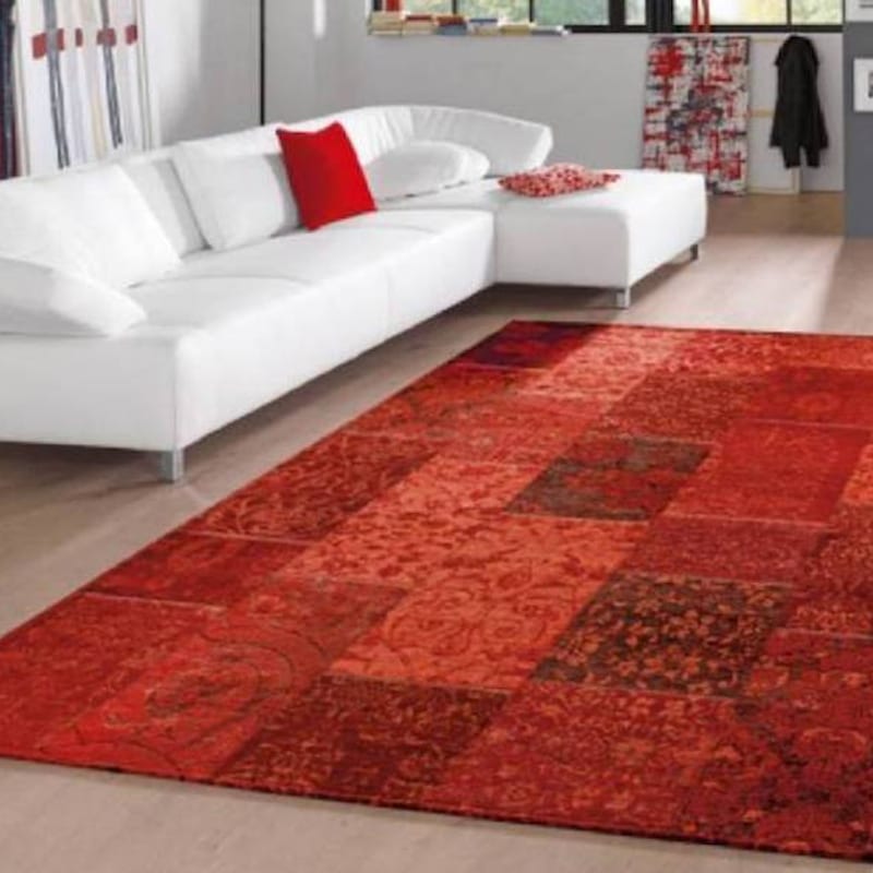 Chatel 46 - Patchwork vloerkleed met prachtig bloemendessin in het rood