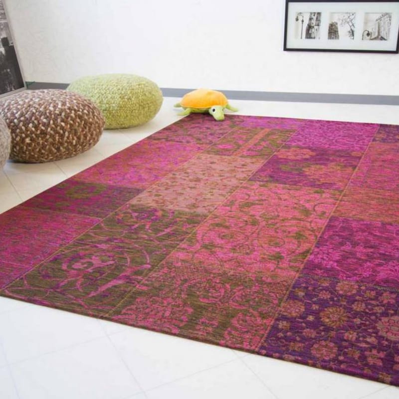 Chatel 48 - Patchwork vloerkleed met prachtig bloemendessin in het paars