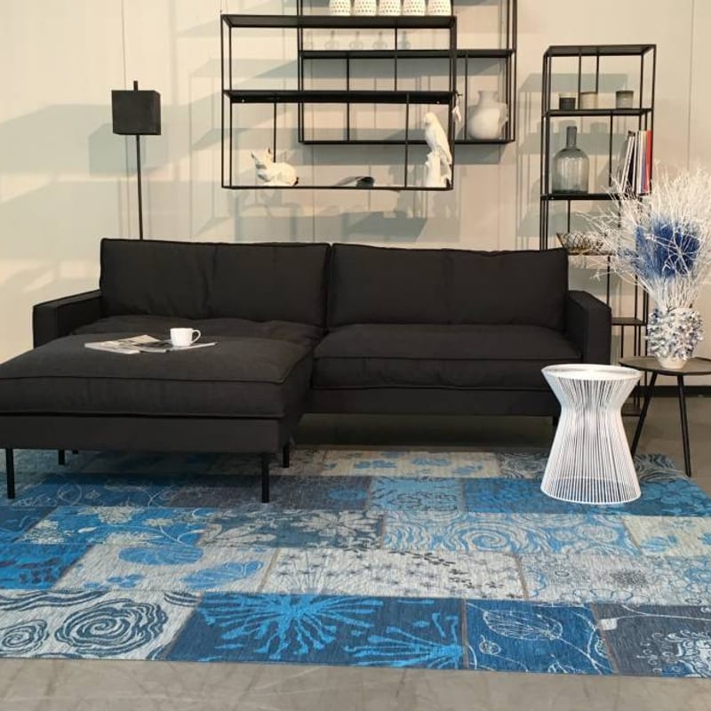 Chatel 34 - Patchwork vloerkleed met prachtig bloemendessin in het blauw
