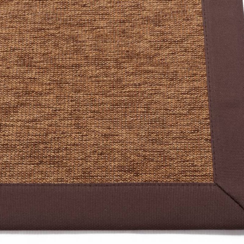 Sisal Outdoor 18 - Sisal vloerkleed voor buiten in donkerbruin met bruine band