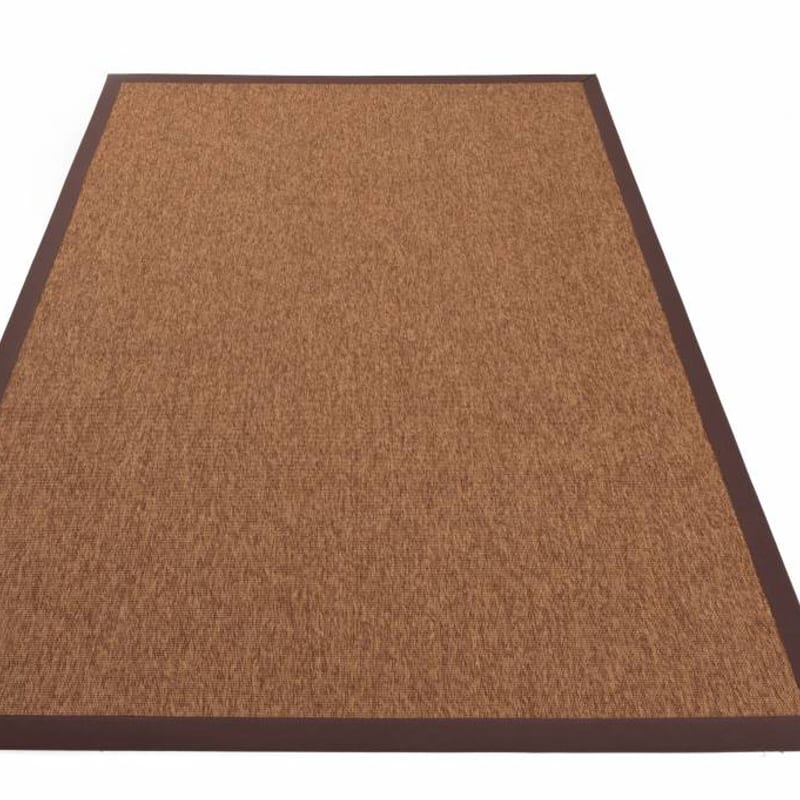 Sisal Outdoor 18 - Sisal vloerkleed voor buiten in donkerbruin met bruine band
