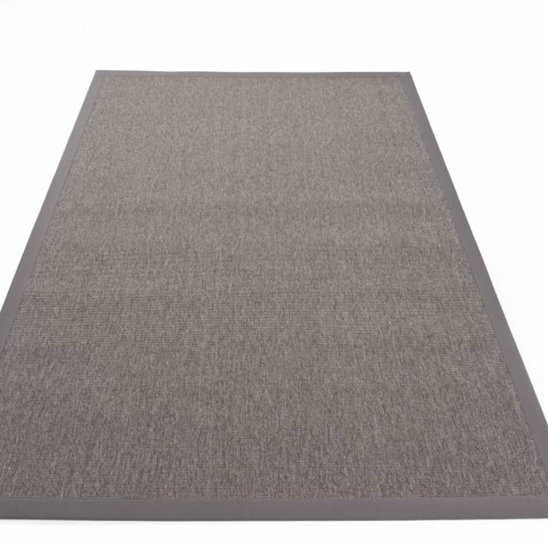 Sisal Outdoor 21 - Sisal vloerkleed voor buiten in lichtgrijs met lichtgrijze band
