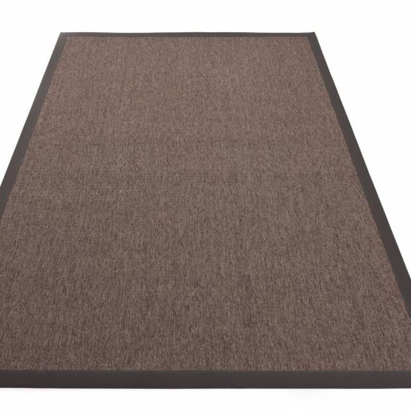 Sisal Outdoor 23 - Sisal vloerkleed voor buiten in antraciet/bruin met donkergrijze band