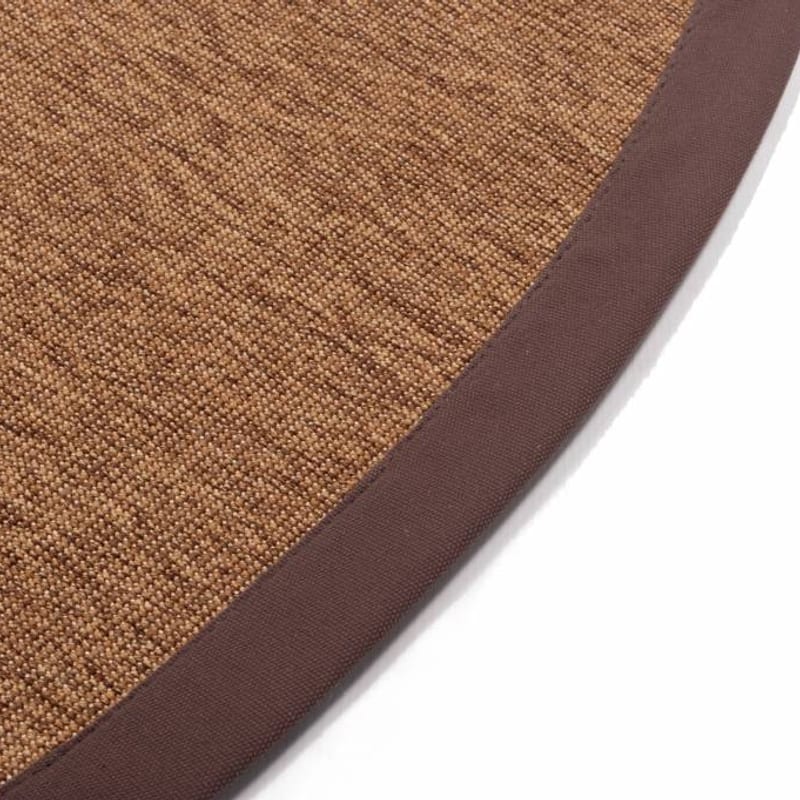 Sisal Outdoor 18 - Rond sisal vloerkleed voor buiten in donkerbruin met bruine band