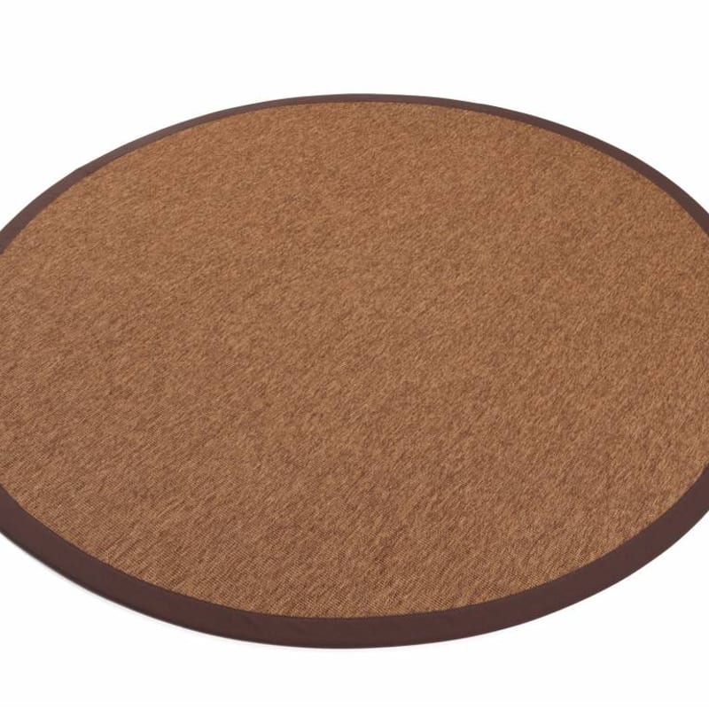 Sisal Outdoor 18 - Rond sisal vloerkleed voor buiten in donkerbruin met bruine band