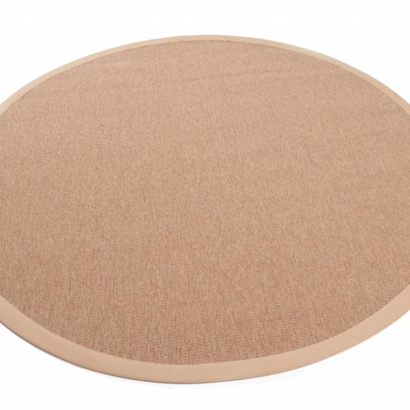 Sisal Outdoor 13 - Rond sisal vloerkleed voor buiten in beige met crème band