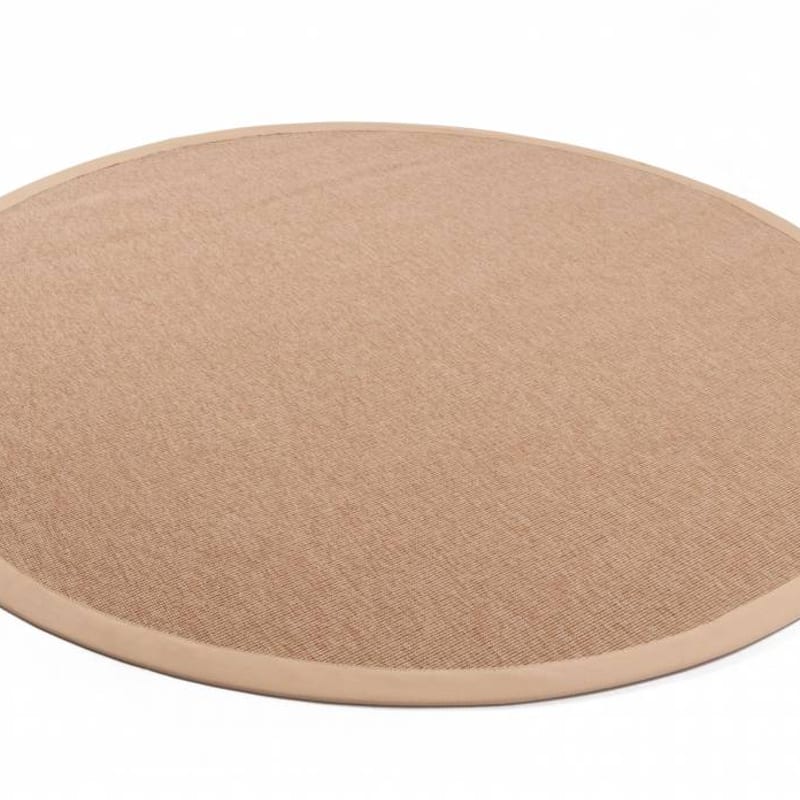 Sisal Outdoor 13 - Rond sisal vloerkleed voor buiten in beige met crème band