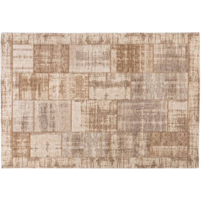 Enzo 12 - Vintage patchwork vloerkleed in Licht bruin