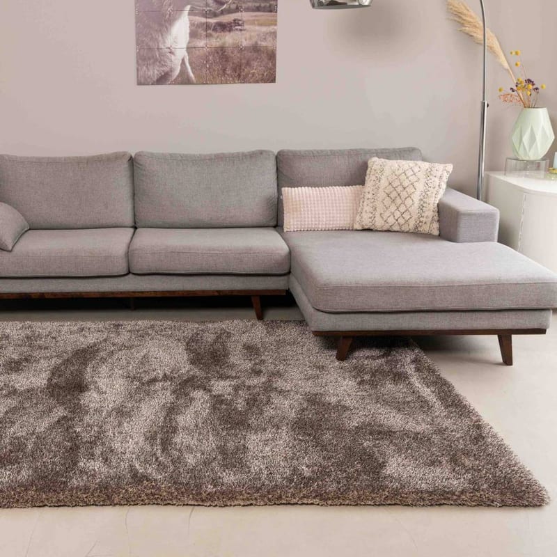 Ross 16 - Uniek hoogpolig vloerkleed in beige/grijze kleurensamenstelling