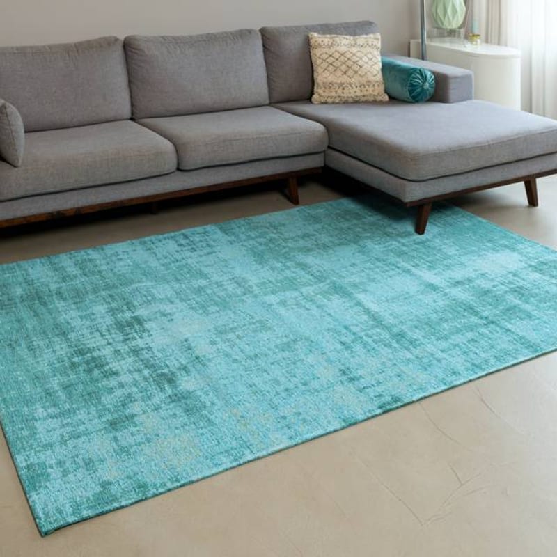 Réal 33 - Prachtig vintage vloerkleed in Turquoise kleursamenstelling