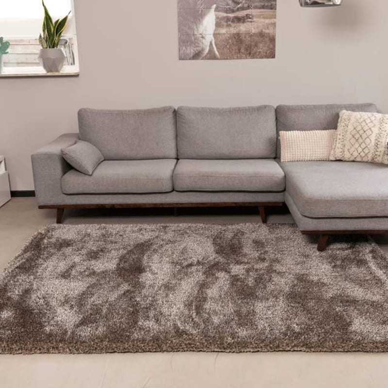 Ross 16 - Uniek hoogpolig vloerkleed in beige/grijze kleurensamenstelling