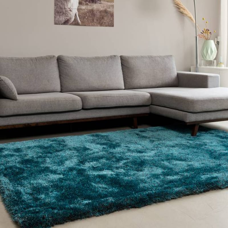 Ross 32 - Prachtig hoogpolig vloerkleed in petrol kleursamenstelling
