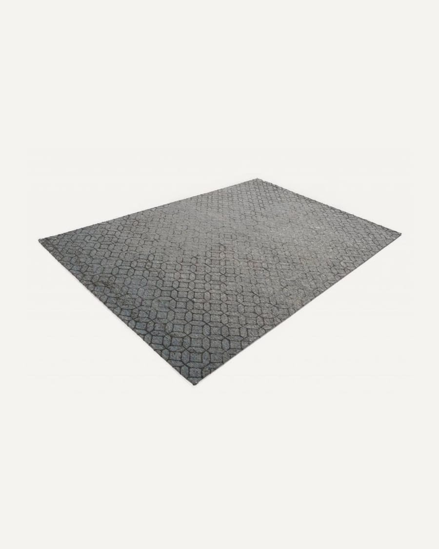 Noma 31 - Uniek geometrisch vloerkleed in pastelblauw met donkergrijze lijnen