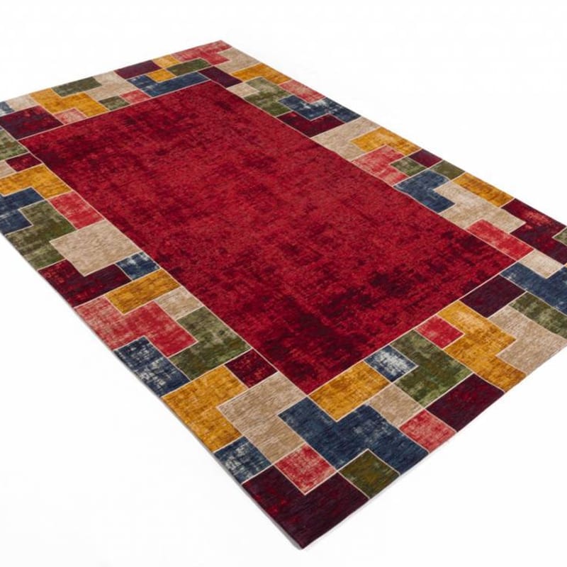 Gaia 45 - Vintage vloerkleed in Rood en Multi kleuren