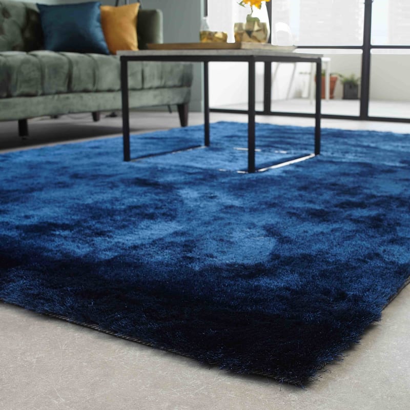 Reef 35 - Hoogpolig vloerkleed in diepe Blauw tinten