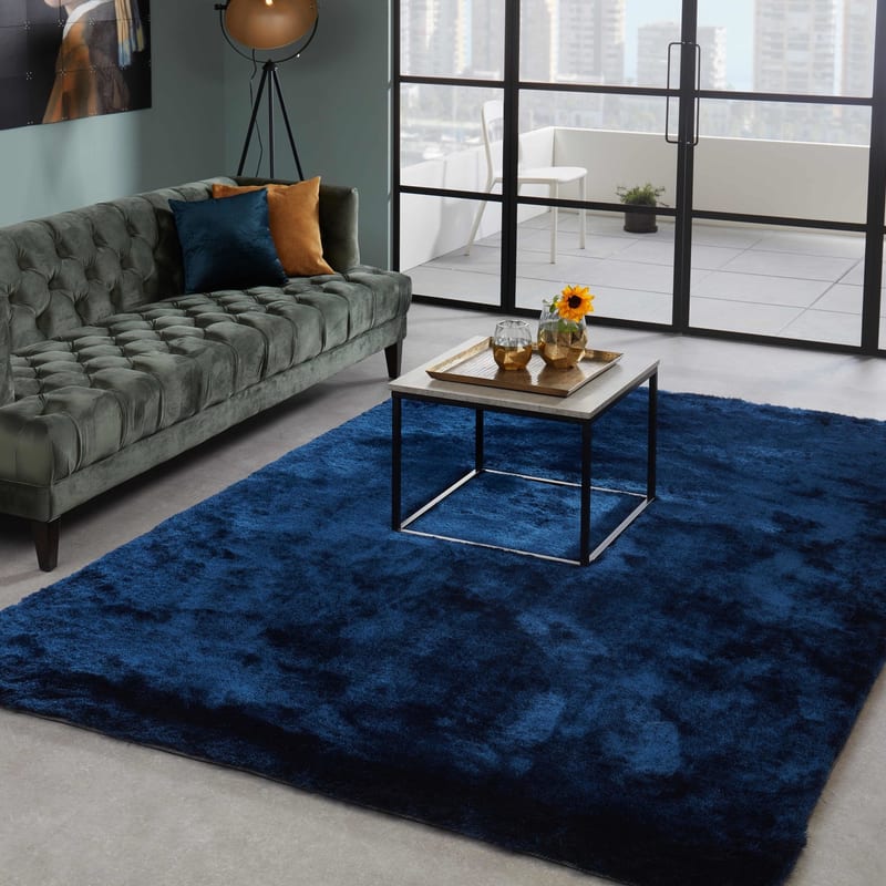Reef 35 - Hoogpolig vloerkleed in diepe Blauw tinten