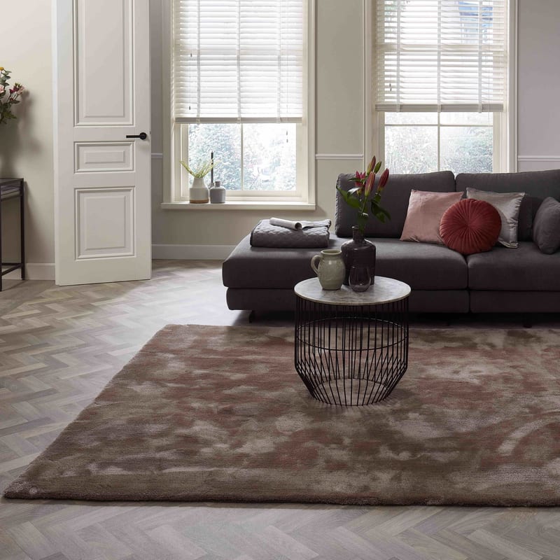 Sandro 15 - Modern hoogpolig vloerkleed in bruin/grijs