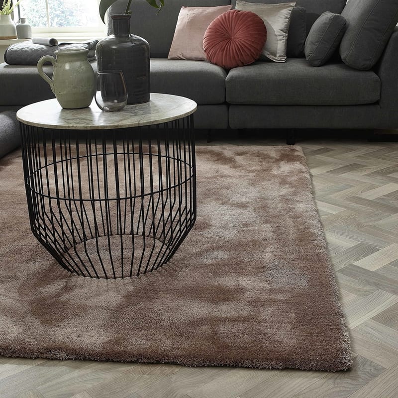 Sandro 15 - Modern hoogpolig vloerkleed in bruin/grijs