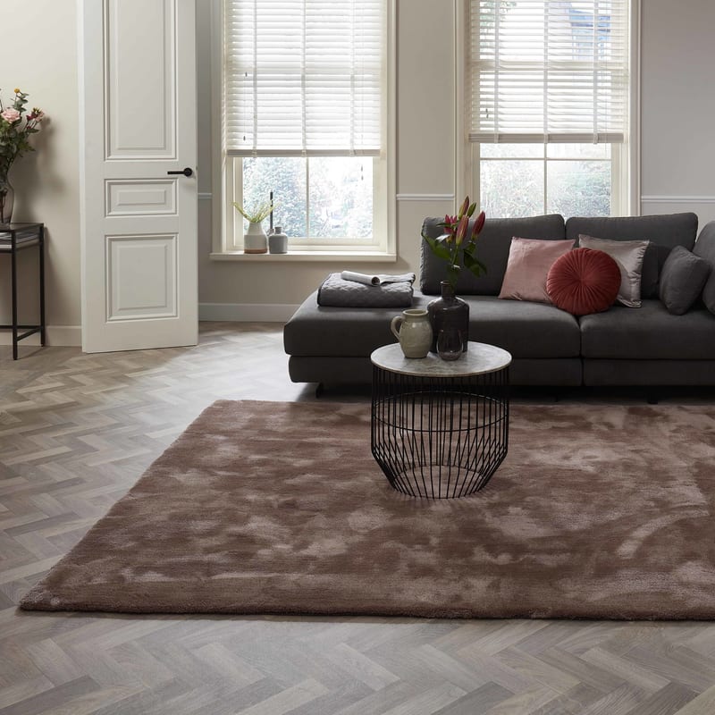 Sandro 15 - Modern hoogpolig vloerkleed in bruin/grijs