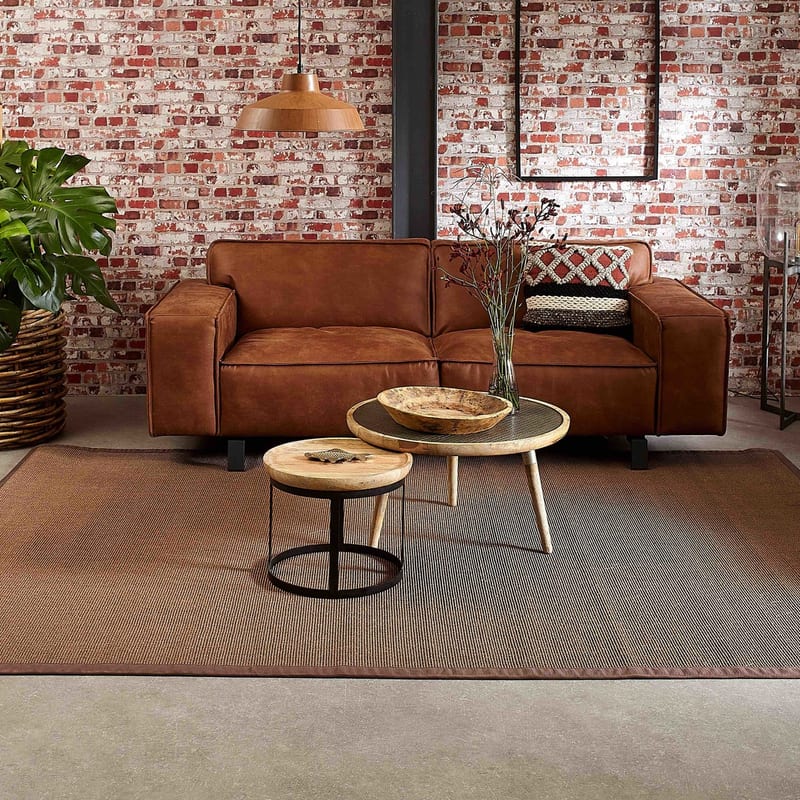Premium 18 - Prachtig donkerbruin sisal vloerkleed met bijpassende band afwerking