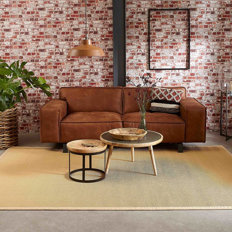 Premium 12 - Prachtig sisal vloerkleed in het beige met crème band
