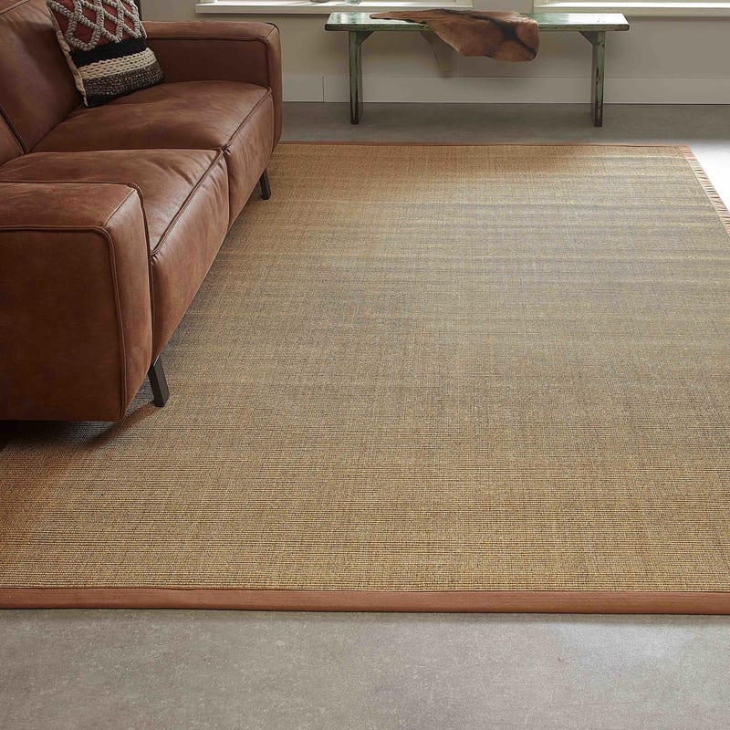 Premium 15 - Prachtig sisal vloerkleed in het Oranje/Bruin met bijpassende band