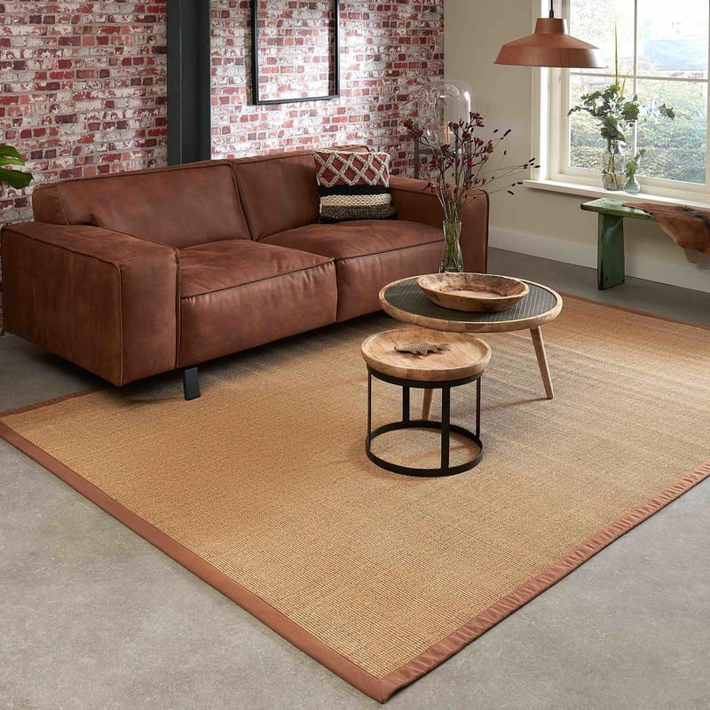 Premium 15 - Prachtig sisal vloerkleed in het Oranje/Bruin met bijpassende band
