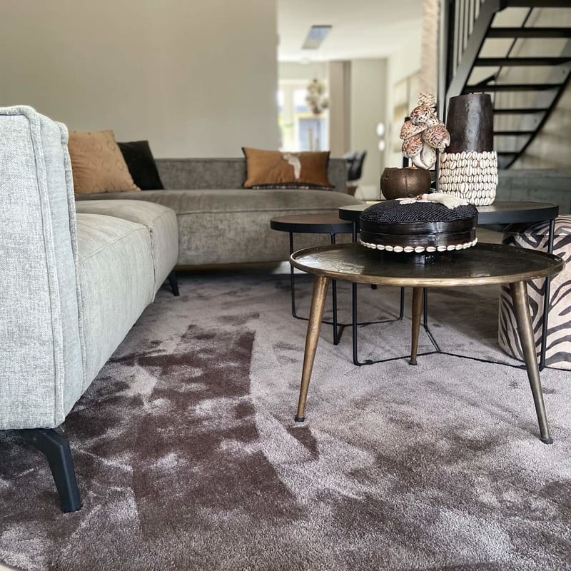 Sandro 23 - Rond hoogpolig vloerkleed in Wolf Grey