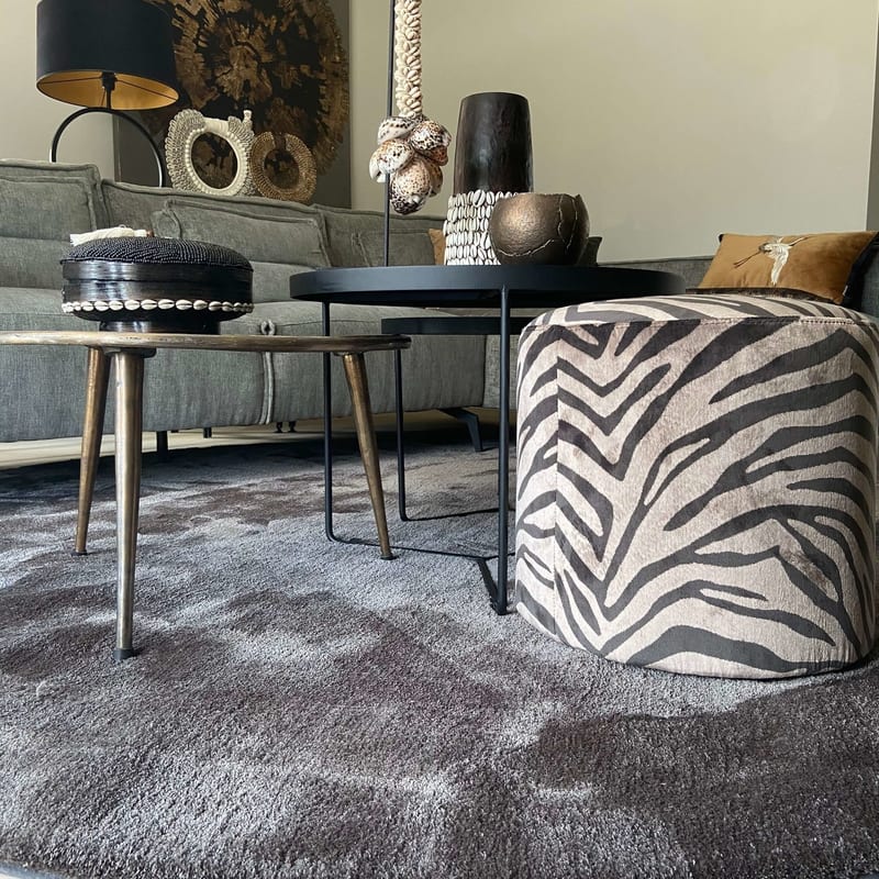 Sandro 23 - Rond hoogpolig vloerkleed in Wolf Grey