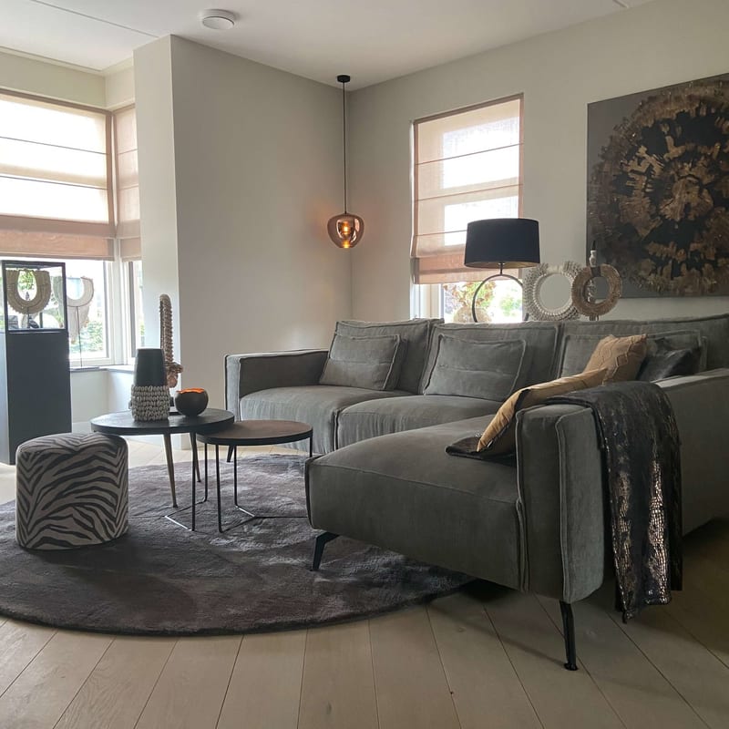 Sandro 23 - Rond hoogpolig vloerkleed in Wolf Grey