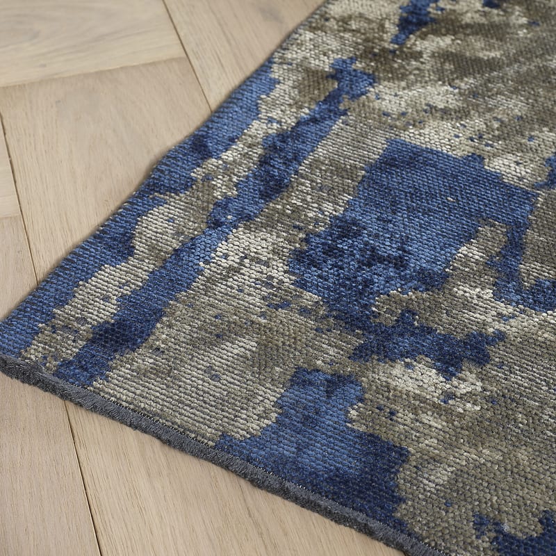 Velours vintage vloerkleed - Rousseau 36 - Donkerblauw