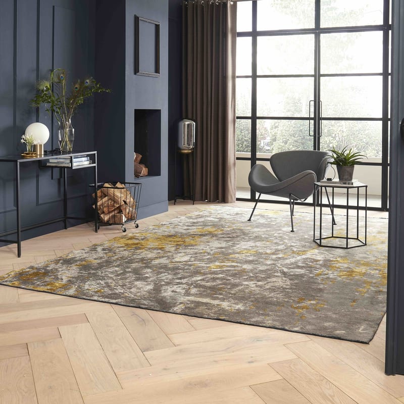 Velours vintage vloerkleed - Rousseau 62 - Okergeel
